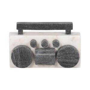 Boombox Decorativo En Mármol Blanco Con Negro