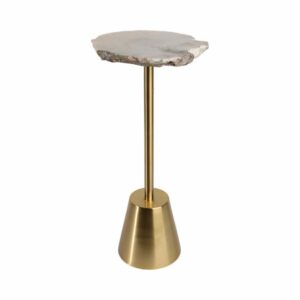 Mesa Auxiliar Dorada Con Cubierta De Piedra Natural