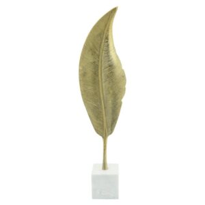 Hoja Decorativa De Metal Sobre Base De Marmol