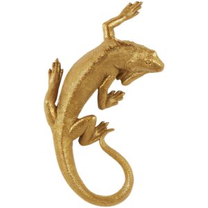 Escultura de lagarto dorado para pared
