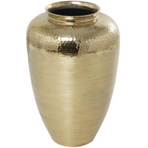 Florero Decorativo de Metal Aluminio Cepillado en Color Dorado Grande