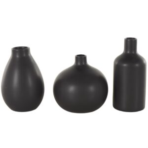 Floreros Decorativos de Cerámica Negra con Formas Variadas Set de 4
