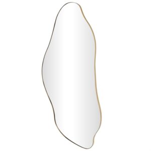 Espejo de Pared Moderno con Diseño Ondulado Abstracto en Metal Dorado