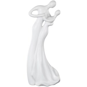 Escultura Decorativa de Personas Bailando en Cerámica Blanca
