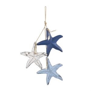 Adorno de Pared Estrella de Mar Azul en Madera con Acabado Desgastado