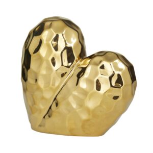 Escultura Decorativa De Corazón De Cerámica Dorada