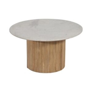 Mesa De Centro Redonda Con Base De Madera Y Cubierta De Mármol