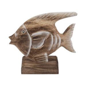 Escultura De Pez Decorativo De Madera Natural