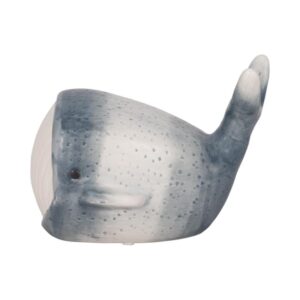 Ballena Decorativa Azul Y Blanca De Cerámica