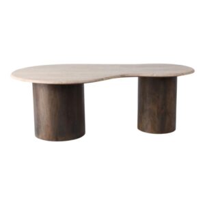 Mesa De Centro Orgánica De Madera Con Cubierta Clara