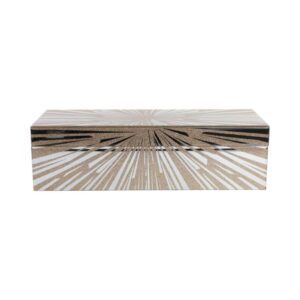 Caja Rectangular Decorativa En Tonos Dorados Con Diseño Geométrico