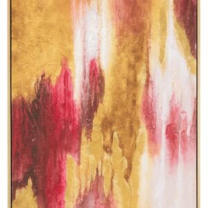 Cuadro abstracto en tonos rojo, dorado y blanco