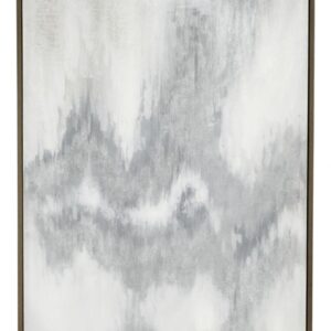 Cuadro abstracto gris con aplicaciones plateadas