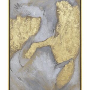 Cuadro abstracto en tonos dorados y grises con acabado artístico
