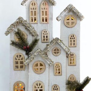 Casitas navideñas blancas con luz LED