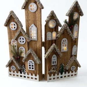 Casitas navideñas rústicas altas con luz LED