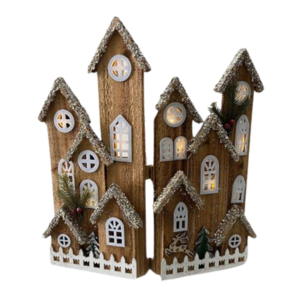 Casitas navideñas rústicas altas con luz LED