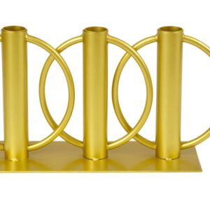Candelabro moderno dorado con diseño geométrico de aros