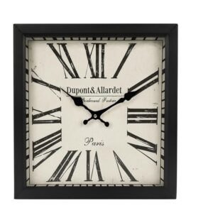 Reloj decorativo cuadrado negro con números romanos
