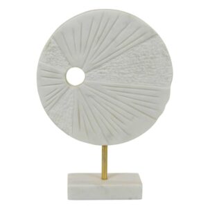 Escultura Circular Blanca Con Base De Mármol