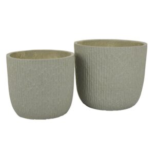 Macetas Gris Claro Con Textura Acanalada Set De 2