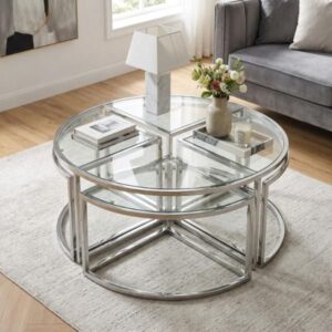 Mesa de centro extensible dorada set de 5
