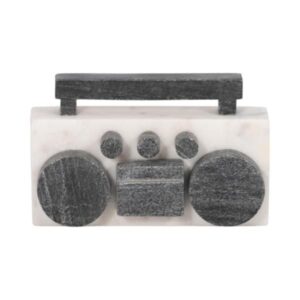 Boombox decorativo de mármol blanco y negro