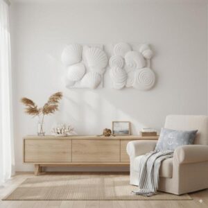 Set de cuadros náuticos en relieve blanco