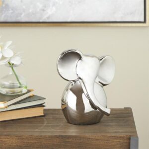 Escultura decorativa de elefante plateado brillante