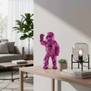 Figura decorativa astronauta morado metálico