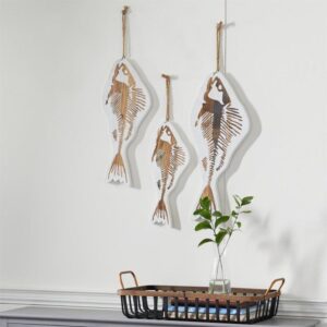Set de pescados colgantes de madera estilo náutico