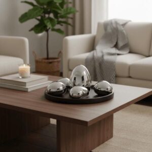 Set de piedras decorativas plata efecto espejo