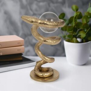 Serpiente Decorativa Enrollada Con Esfera Acrílica