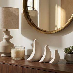 Aves decorativas abstractas color hueso set de 3