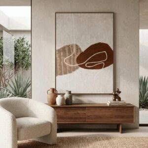 Cuadro abstracto minimalista café y beige