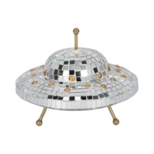 Nave espacial decorativa con mosaico plateado
