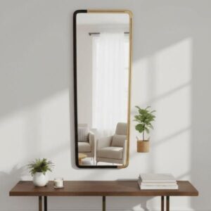 Espejo rectangular minimalista negro y dorado