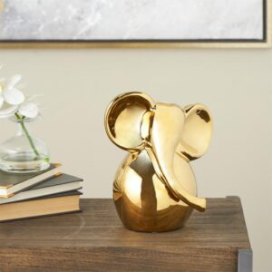 Escultura decorativa de elefante dorado brillante