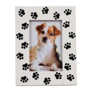 Portarretrato Decorativo Blanco Con Huellas Negras De Perro