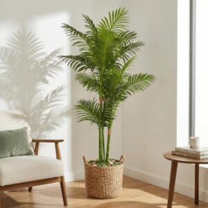 Palma areca artificial alta para sala en maceta negra