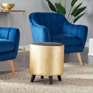 Banco decorativo dorado con lentejuela y asiento negro