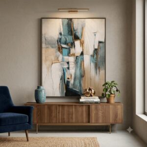 Cuadro decorativo abstracto turquesa y beige