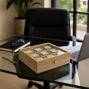 Juego de tres en raya de madera natural