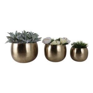 Maceteros dorados martillados set de 3