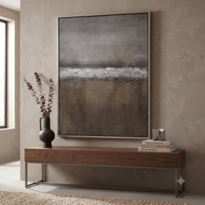 Cuadro decorativo abstracto grafito y bronce