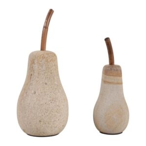 Esculturas decorativas de pera “Pear Impex” en piedra Palimanan set de 2