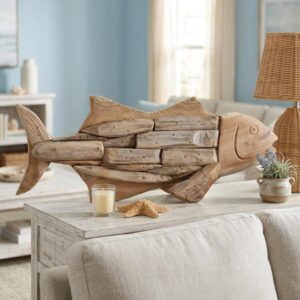 Pez decorativo de madera de teca