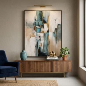Cuadro decorativo abstracto turquesa y beige