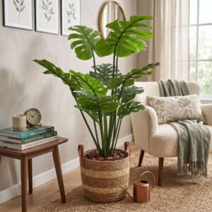 Planta artificial monstera en maceta