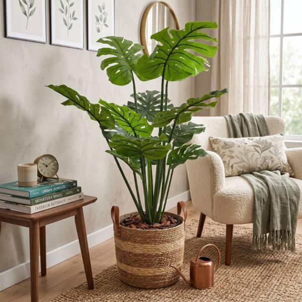 Planta artificial monstera en maceta